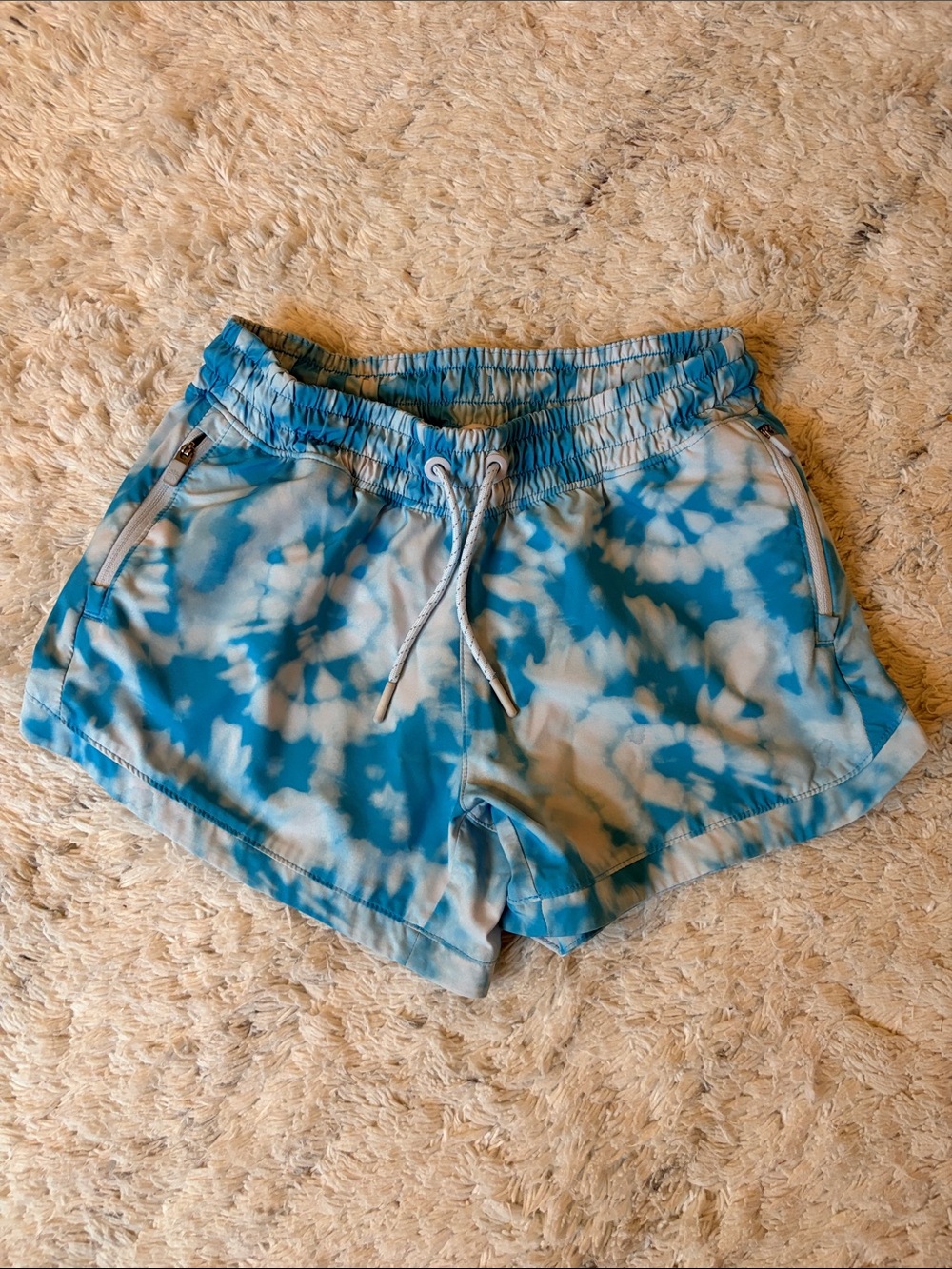 Athleta Girl Blue Tie-Dye Shorts, Size L (12)